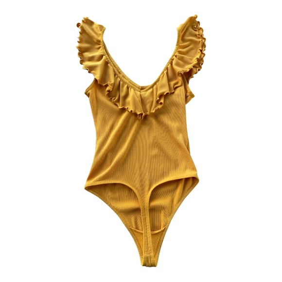 Aritzia Wilfred Danette Yellow Orange Bodysuit, size small - Picture 7 of 9